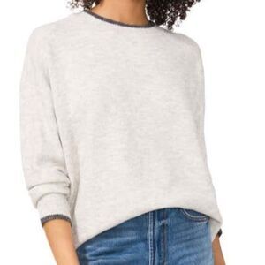 NWT Vince Camuto Silver Heather Tipped Crewneck Sweater Women's Size Medium